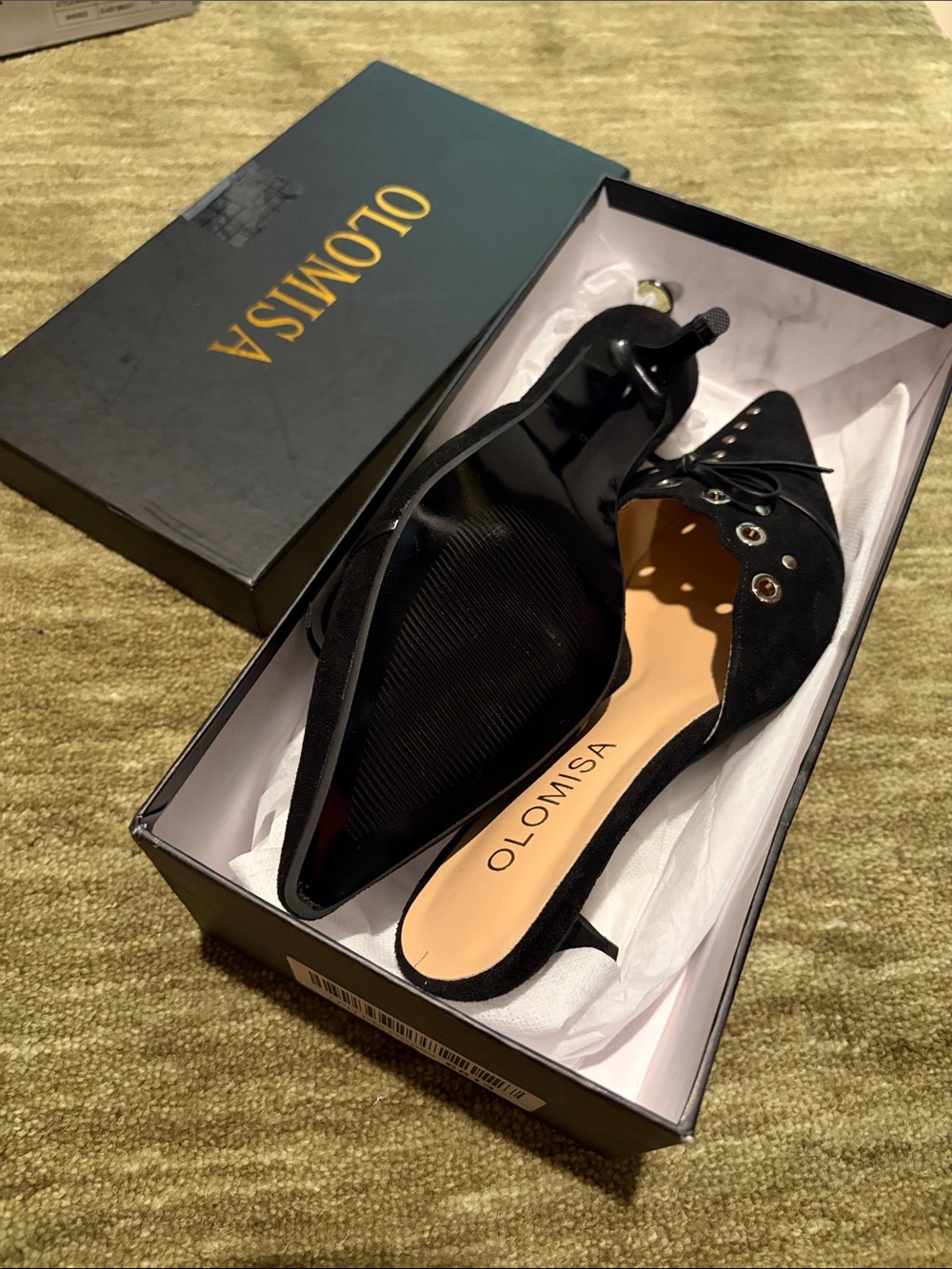 Olomisa bow studded suede kitten heels